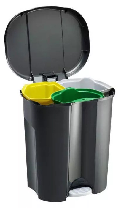 Kosz na śmieci 3-komory 60 L Trio czarny